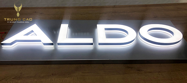 Chữ inox mặt mica âm đèn led