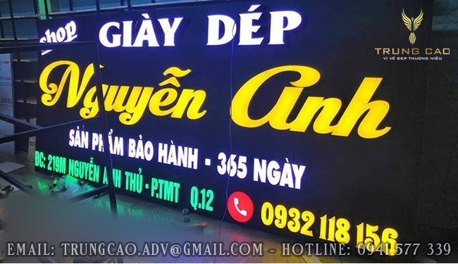 Thi Công Bảng Hiệu Alu gắn chữ nổi đẹp