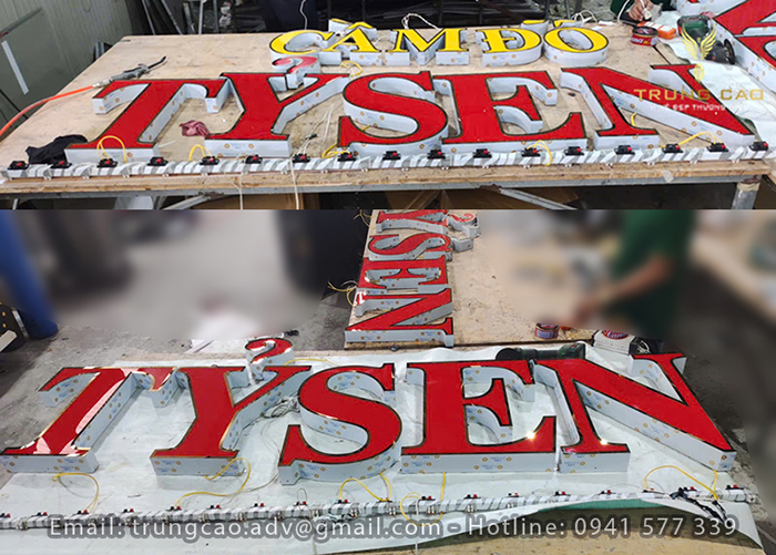 xưởng gia công chữ inox, chữ nổi quảng cáo đẹp